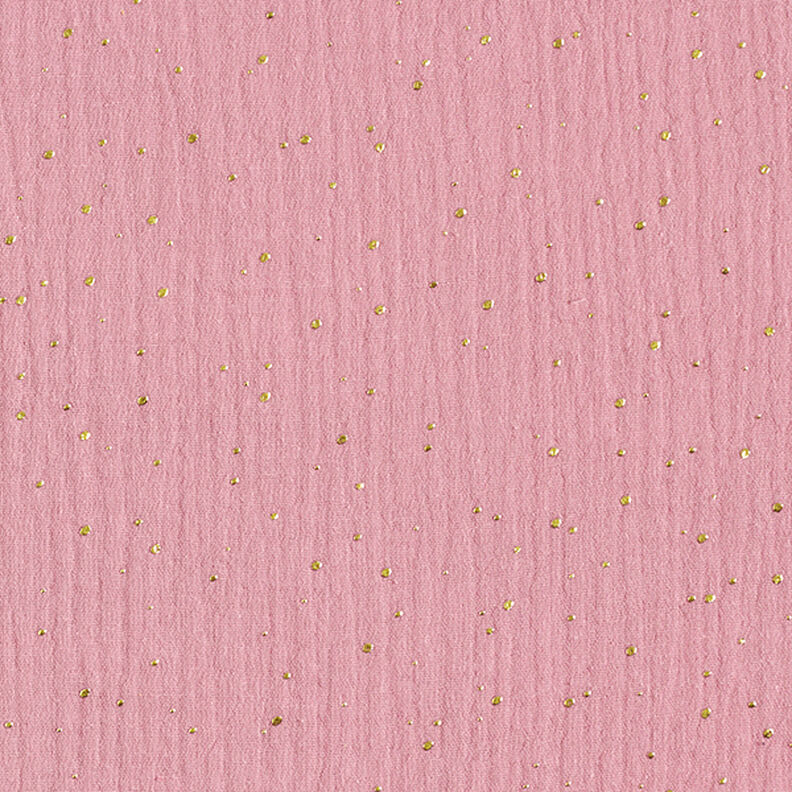 mussola di cotone, macchie dorate sparse – rosa/oro,  image number 1