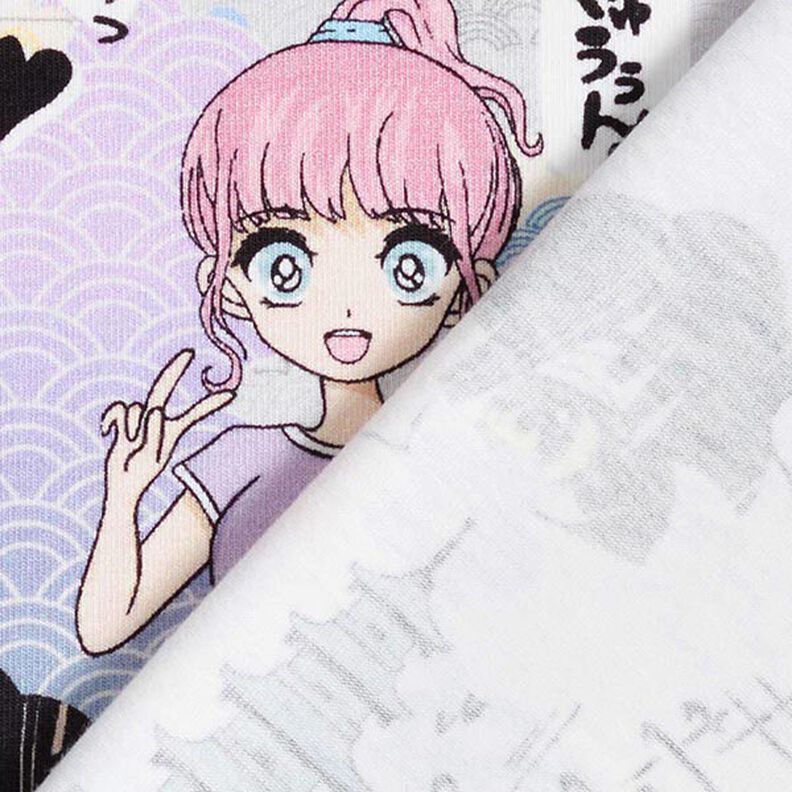 jersey di cotone Il mondo dei Manga stampa digitale – grigio argento,  image number 5