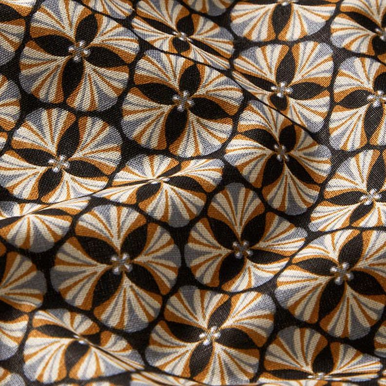 tessuto in cotone cretonne Piastrelle floreali – nero/tortora chiaro,  image number 2