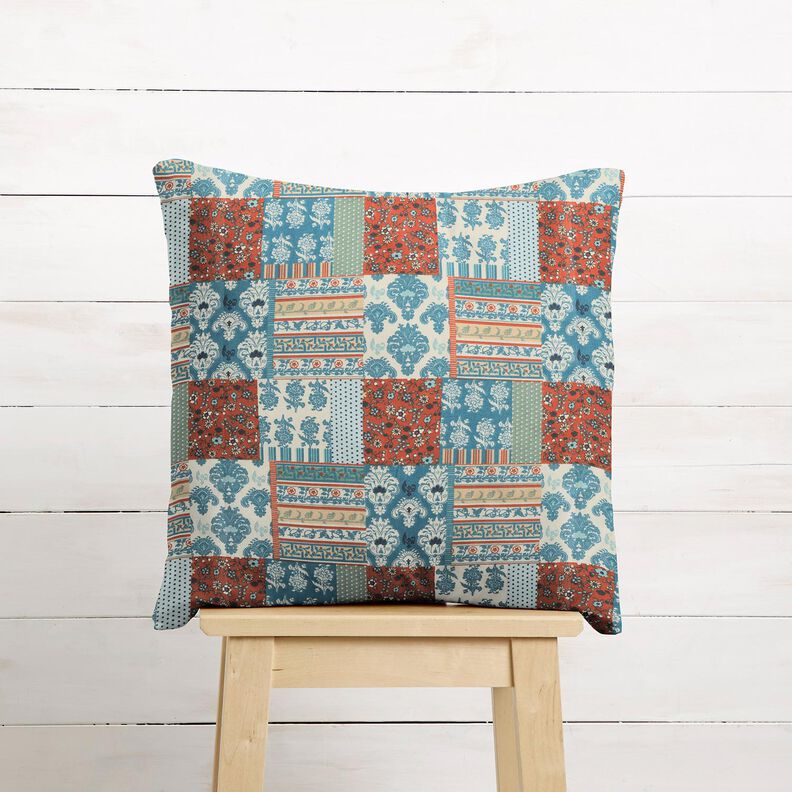 tessuto in cotone cretonne Patchwork floreale – blu, image number 7