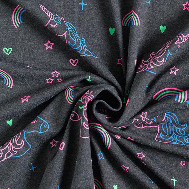 jersey di cotone Unicorni e arcobaleni al neon – antracite,  image number 4