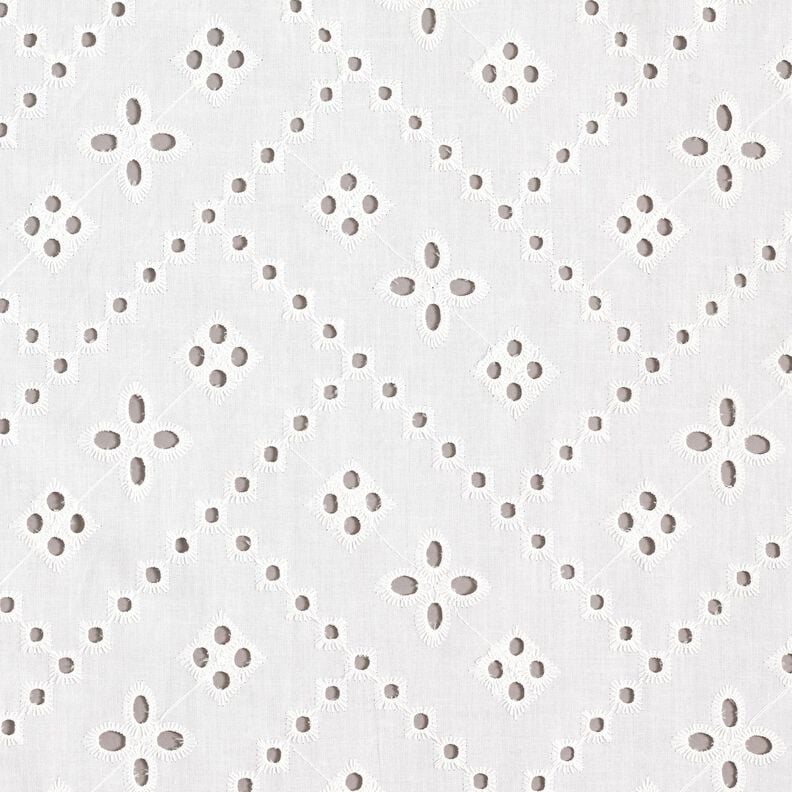 Tessuto in cotone con ricamo forato – bianco,  image number 1