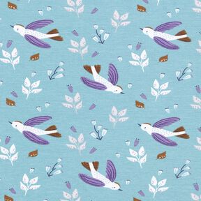 jersey di cotone Uccellini – blu colomba, 