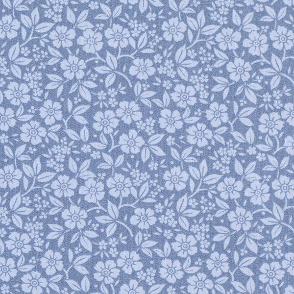 popeline di cotone fiori bicolore – colore blu jeans/azzurro, image number 1
