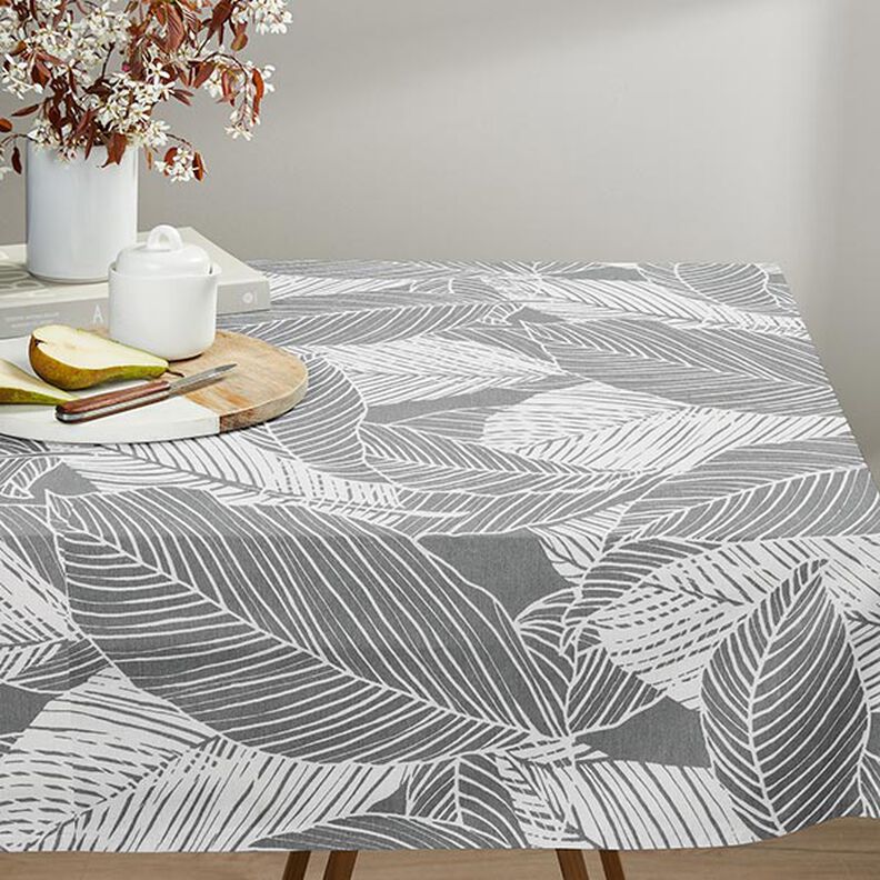 tessuto arredo tessuti canvas grandi foglie – grigio, image number 6