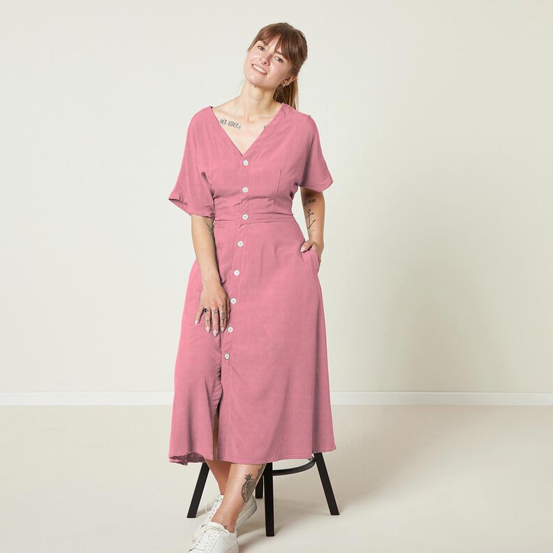 satin di cotone tinta unita – rosa antico scuro,  image number 6