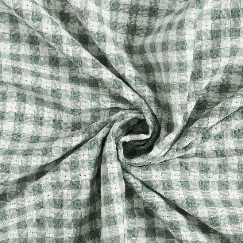 Tessuto in cotone a quadri strutturati – bianco/canna palustre,  image number 4