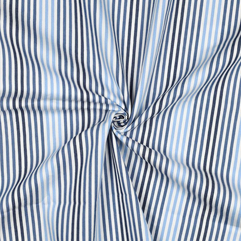 denim Misto cotone righe | Poppy Fabrics – colore blu jeans/bianco lana,  image number 3