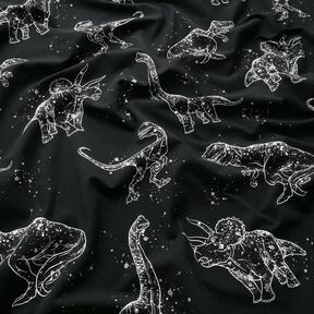 jersey di cotone Contorni di dinosauri | Glitzerpüppi – nero/bianco, 