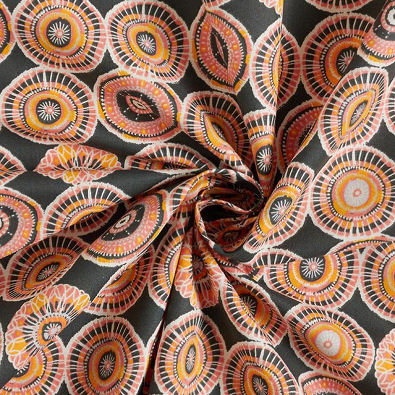 tessuto in cotone cretonne cerchi stile etnico – antracite,  image number 4