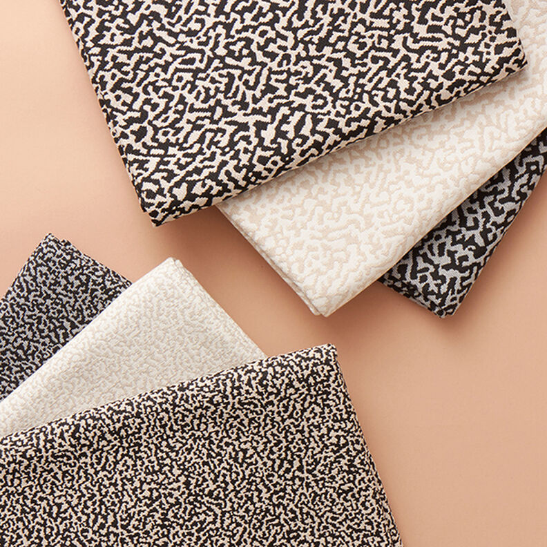 tessuto da rivestimento jacquard, motivo leopardato astratto, grande – nero/sabbia, image number 5