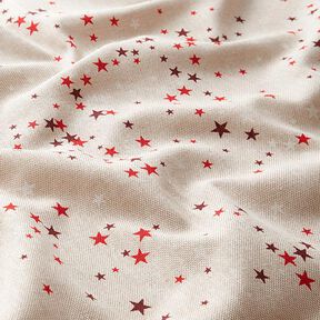 tessuto arredo mezzo panama Stelle festose – beige/rosso scuro, 