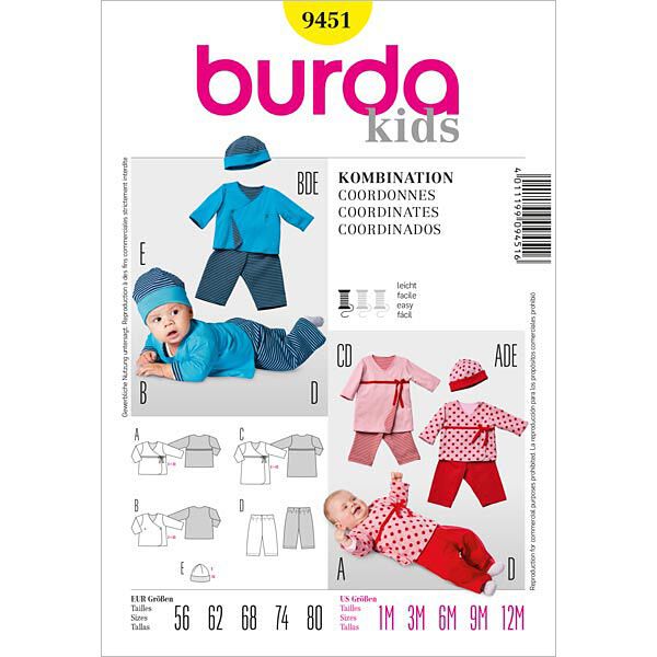Baby: maglietta / pantalone / berretto, Burda 9451, image number 1