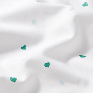 GOTS popeline di cotone cuori effetto disegno | Tula – bianco, 