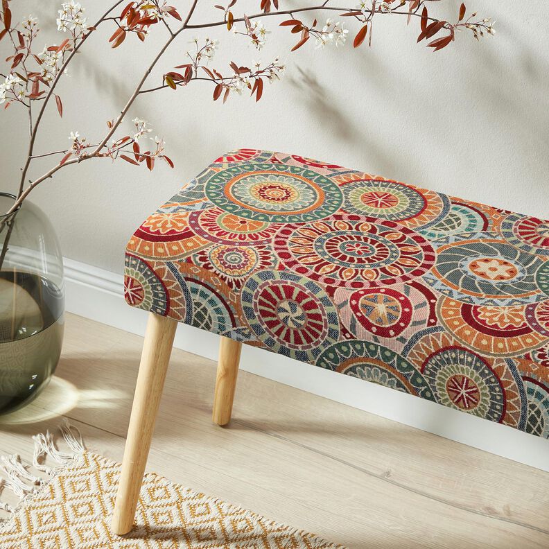 tessuto arredo gobelin Cerchi variopinti – rosso carminio/beige chiaro, image number 5