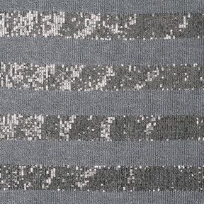 Tessuto in maglia con paillettes glitterate a strisce orizzontali – grigio, 