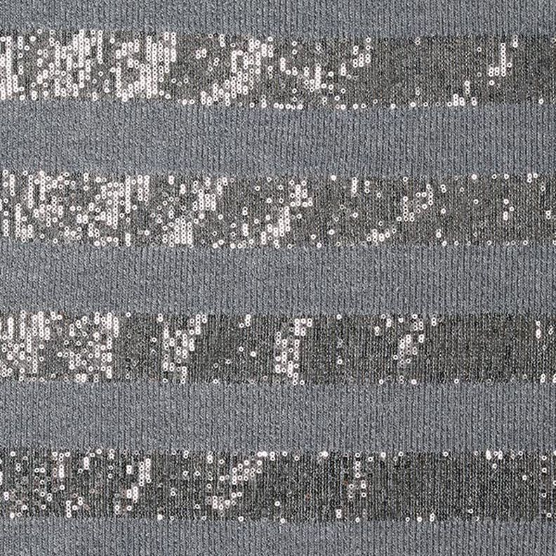 Tessuto in maglia con paillettes glitterate a strisce orizzontali – grigio, image number 1