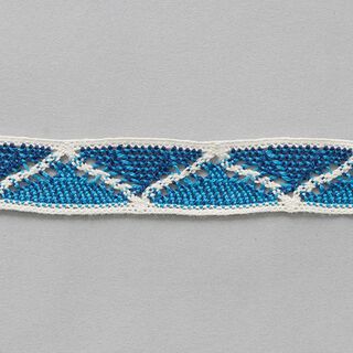 nastro in cotone Ibiza [ 22 mm ] – bianco lana/blu marino, 