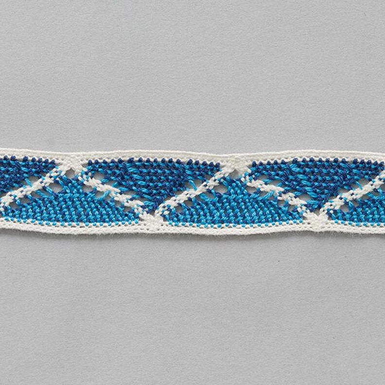 nastro in cotone Ibiza [ 22 mm ] – bianco lana/blu marino,  image number 1
