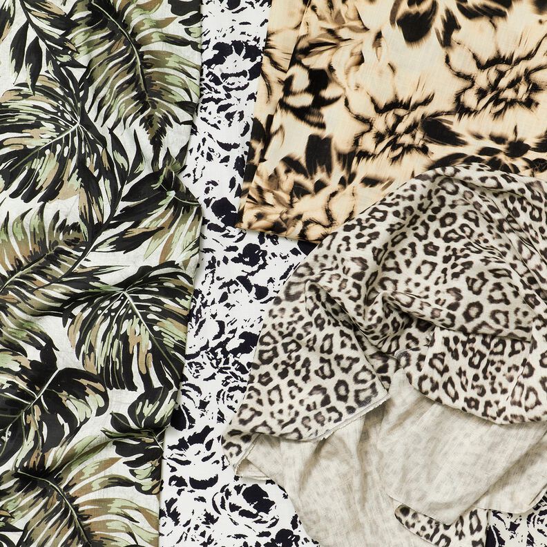 misto lino viscosa Fiori sfocati in stampa digitale – beige chiaro/nero,  image number 5