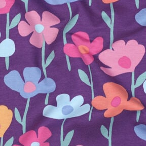French terry, felpa estiva Fiori variopinti | Poppy Fabrics – lillà rosso, 