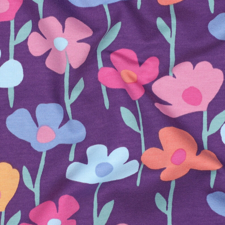 French terry, felpa estiva Fiori variopinti | Poppy Fabrics – lillà rosso, image number 2