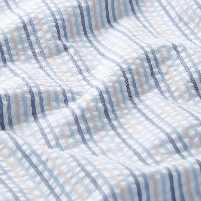 seersucker cotone Mix di strisce – blu/bianco, image number 2