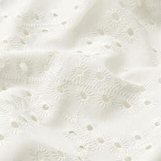 tessuto in cotone, ricami a giorno, gocce – bianco, 