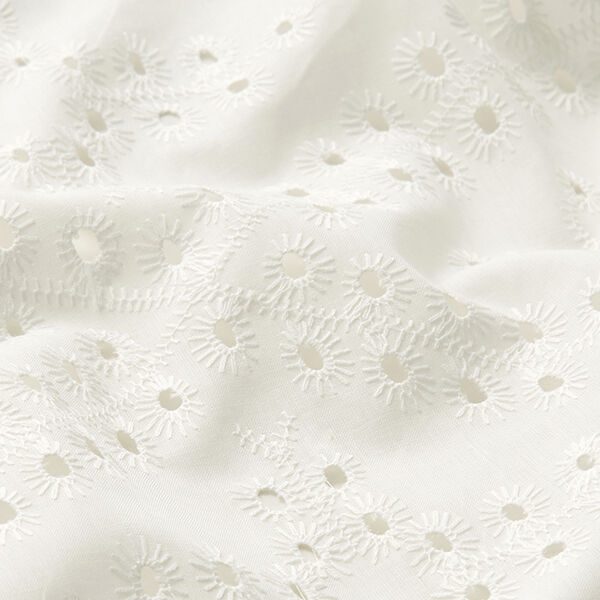 tessuto in cotone, ricami a giorno, gocce – bianco, image number 2