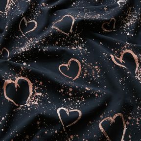 jersey di cotone Cuori con riflessi dorati | Glitzerpüppi – nero-azzurro/rosa antico scuro, 