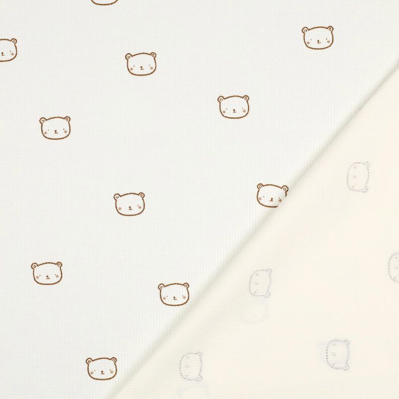 Jersey a nido d’ape orsetti | Poppy Fabrics – bianco lana/marrone capriolo, image number 4
