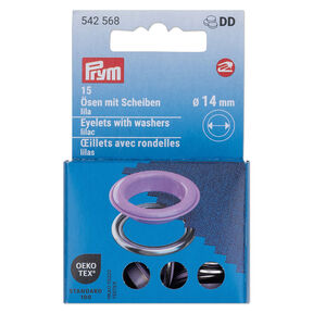 Occhielli con rondelle [15 pezzi | Ø 14 mm] | Prym – lillà/argento effetto metallizzato, 