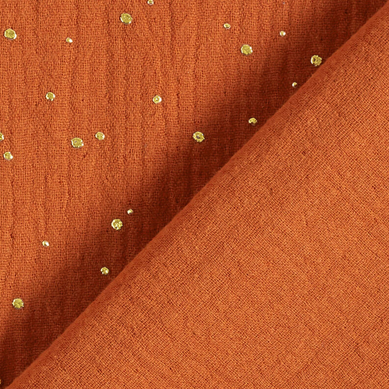 mussola di cotone, macchie dorate sparse – terracotta/oro,  image number 4