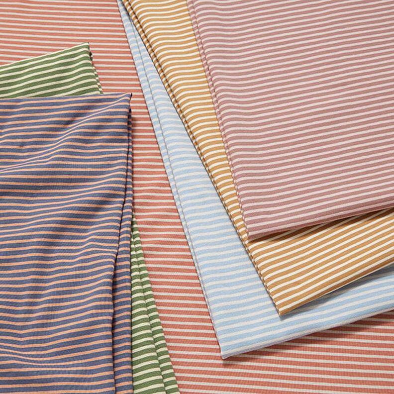 Jersey in cotone a righe sottili – anacardo/azzurro,  image number 5