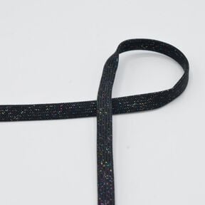 Cordoncino piatto Felpa lurex [8 mm] – nero/oro effetto metallizzato, 