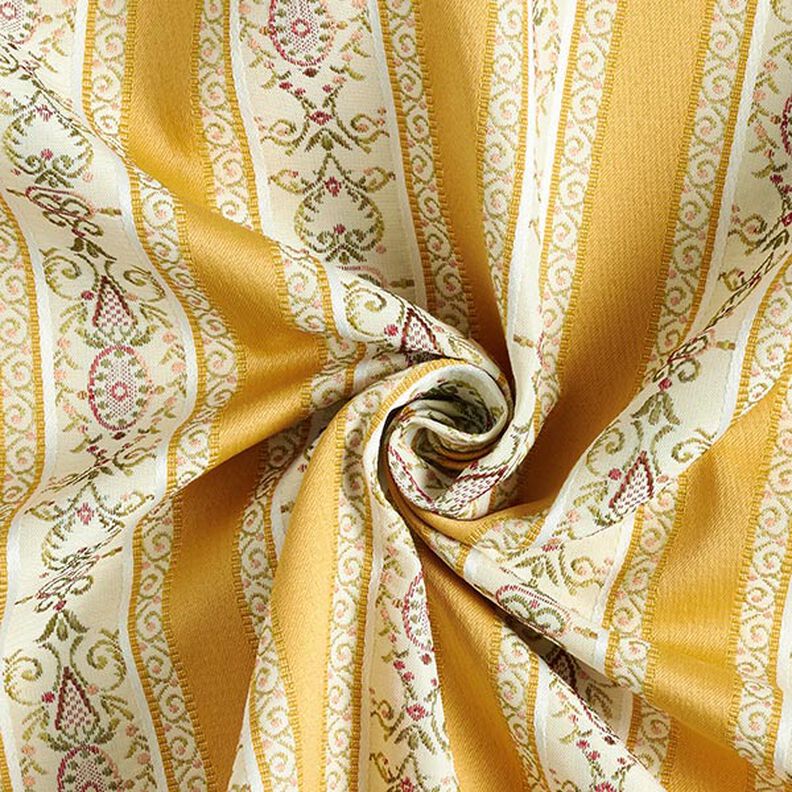 tessuto per arredi, jacquard, righe in stile Biedermeier – crema/arancio,  image number 4