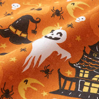 tessuto in cotone cretonne Fantasmi – arancione/nero, 