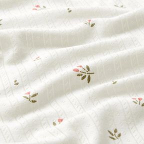 Ajour jersey di cotone tulipani – avorio, 