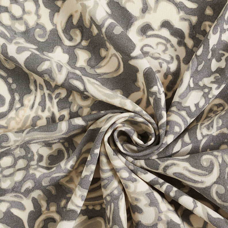 Tessuto Paisley crepe e fiori – grigio/bianco,  image number 4