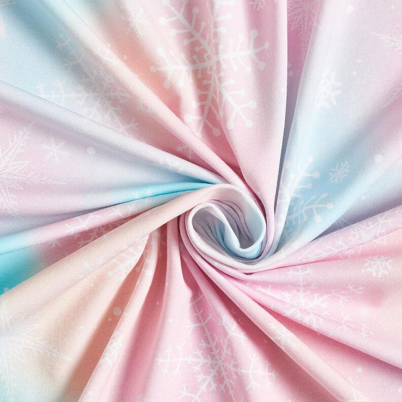 jersey di cotone Gradiente acquerello con fiocchi di neve | Glitzerpüppi – blu ghiaccio/rosé, image number 3