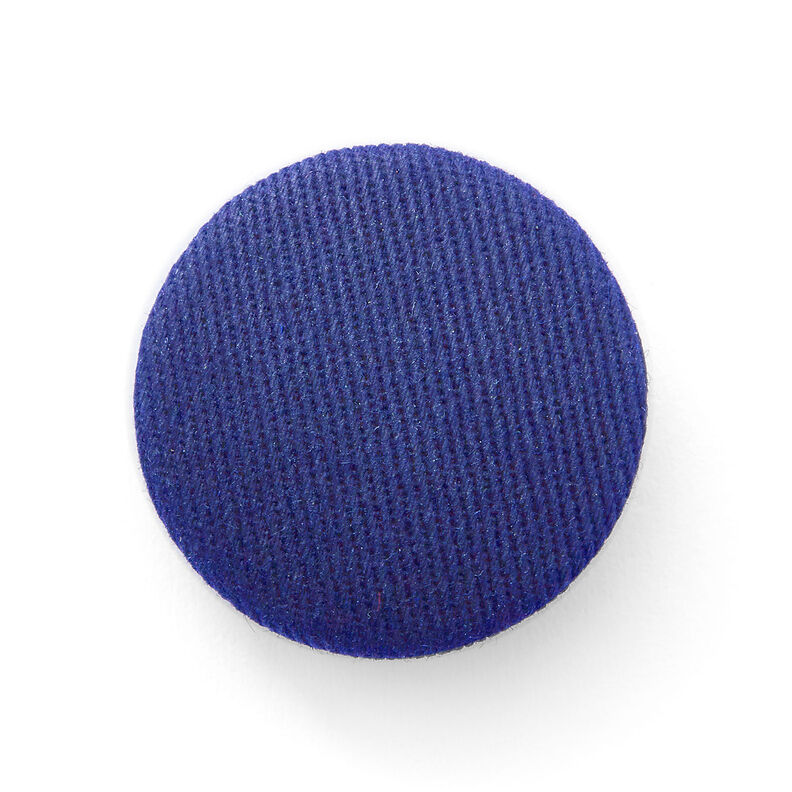 Bottone rivestito, Spigato in cotone – blu reale,  image number 1