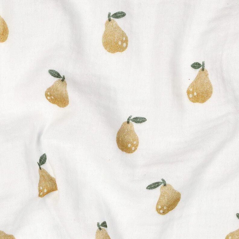 mussolina / tessuto doppio increspato pera stampa digitale | Poppy Fabrics – bianco/oliva giallastro,  image number 2