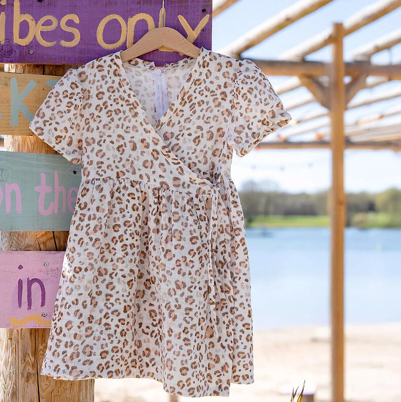 mussolina / tessuto doppio increspato Acquerello Leopardato stampa digitale – avorio,  image number 5