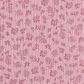 mussolina / tessuto doppio increspato piccoli tralci di fiori – rosa, 