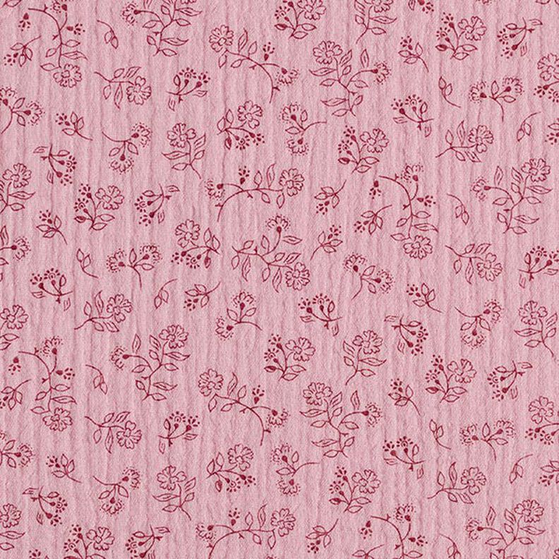 mussolina / tessuto doppio increspato piccoli tralci di fiori – rosa,  image number 1