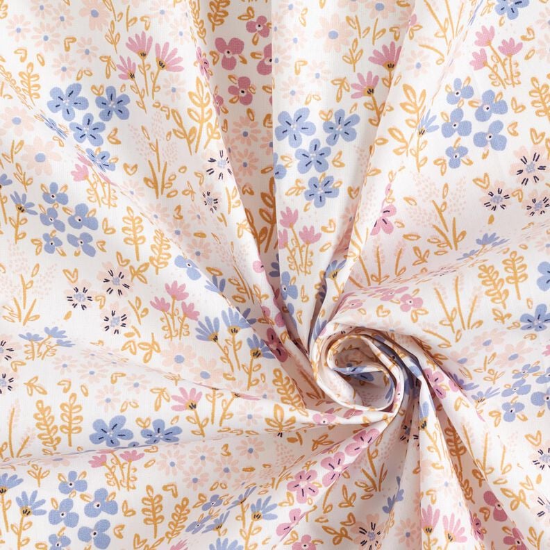 cotone rivestito Prato fiorito variopinto – bianco/violetto pastello,  image number 4