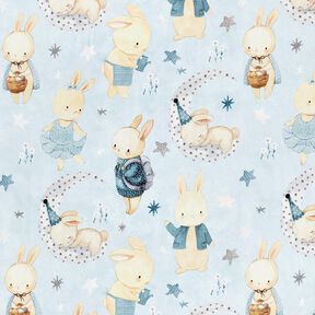 tessuto arredo tessuto spinato in cotone Coniglietti nel mondo dei sogni stampa digitale – azzurro,  tessuto arredo tessuto spinato in cotone Coniglietti nel mondo dei sogni stampa digitale – azzurro,