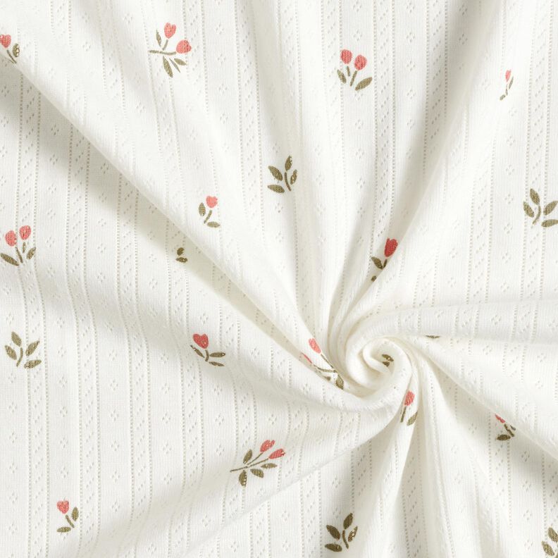 Ajour jersey di cotone tulipani – avorio, image number 3