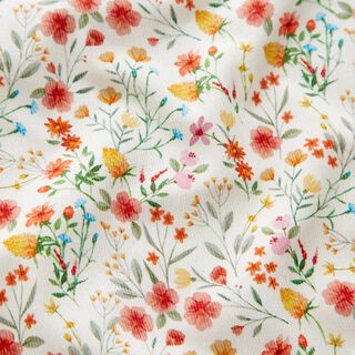 velluto a costine Prato fiorito in acquerello stampa digitale – bianco lana, 