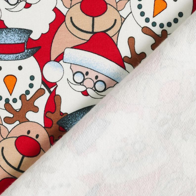 French terry, felpa estiva Renna, Babbo Natale e pupazzo di neve – bianco lana, image number 4